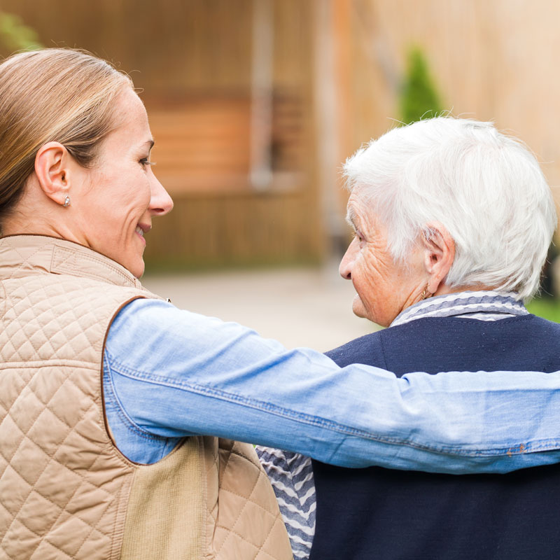 elderly lady and caregiver